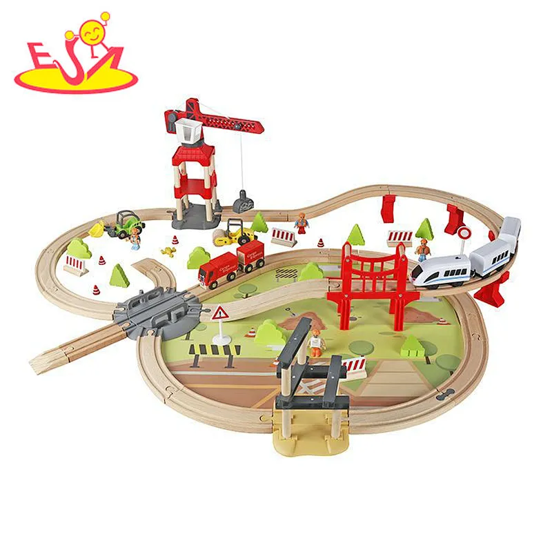 Hot Selling Educational DIY Toy Electric Wooden Train Track Set For Kids W04C255